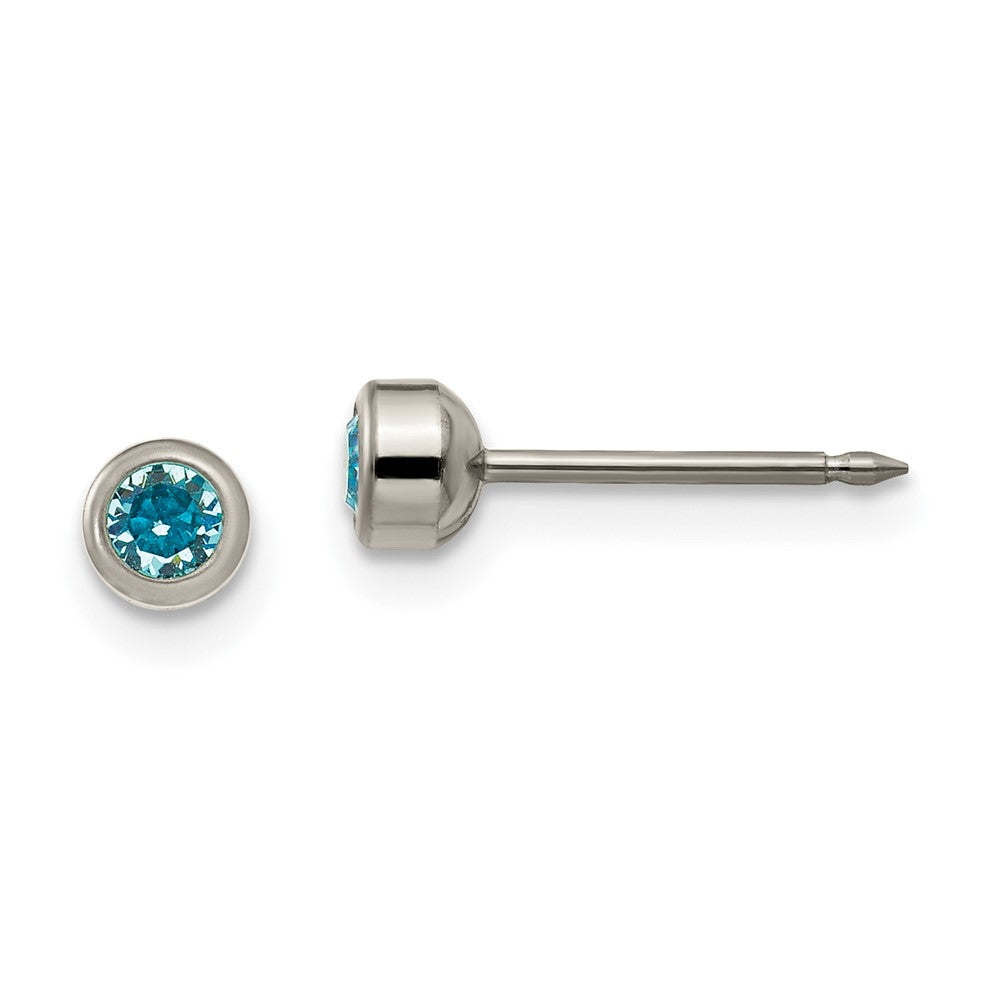 Titan Inverness 4mm Aqua Kristall Zargenfassung Ohrringe