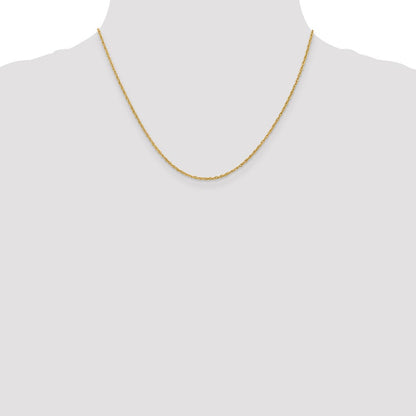 18K Gelbgold 1.3mm Baby Kordel mit Karabinerverschluss Halskette