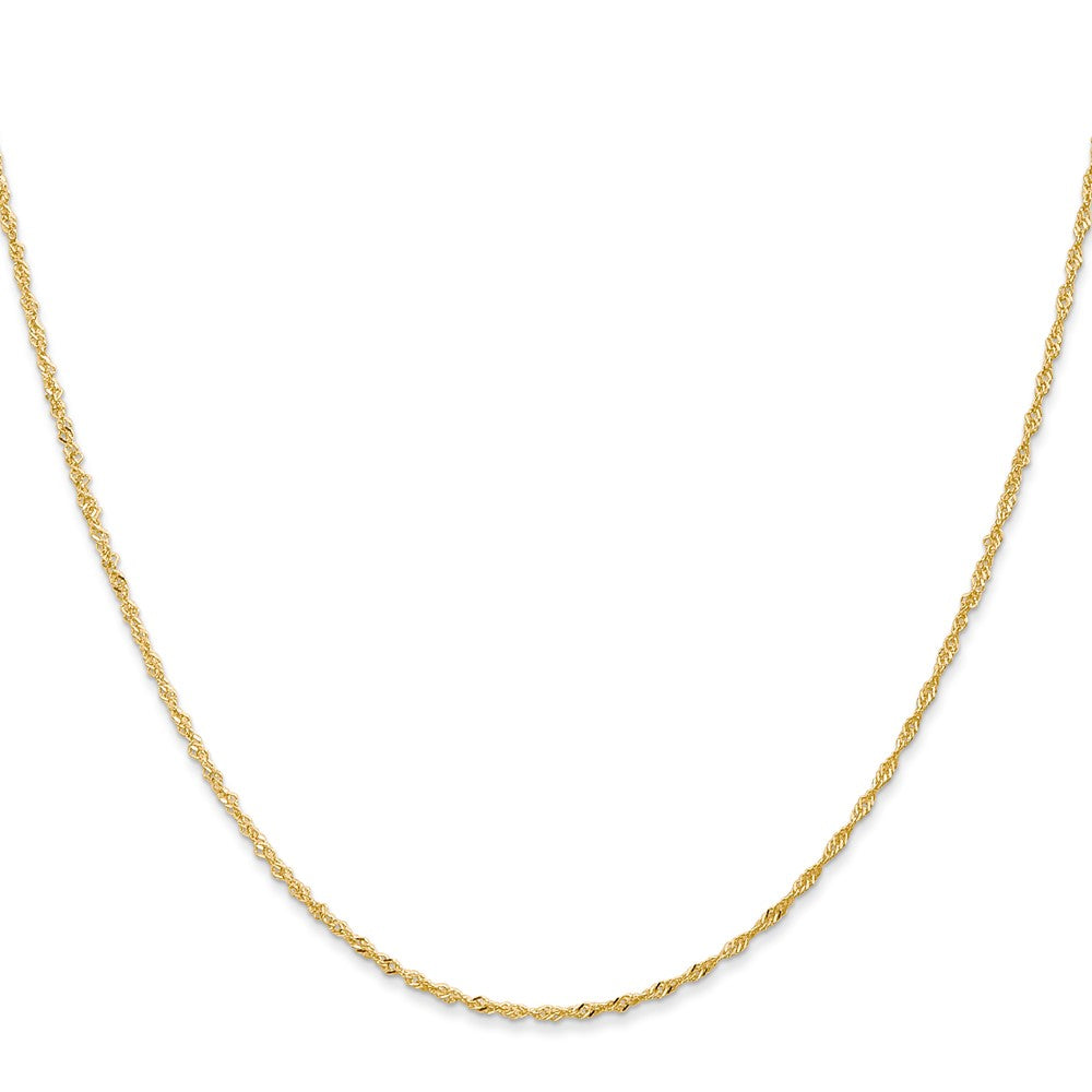 18K Gelbgold 1.1mm Singapurkette mit Federring Verschluss Halskette