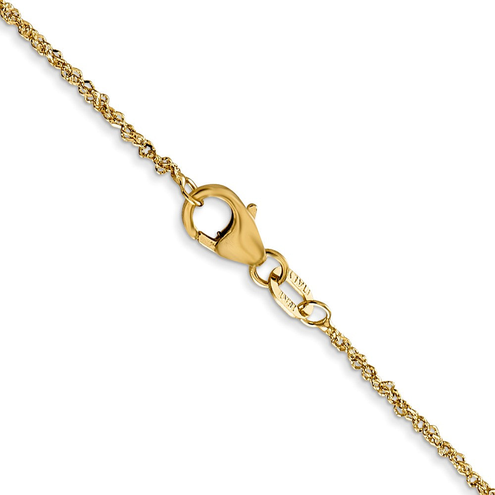 18K Gelbgold 1.1mm Singapurkette mit Federring Verschluss Halskette