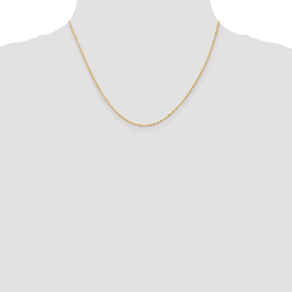 18K Gelbgold 1.1mm Singapurkette mit Federring Verschluss Halskette