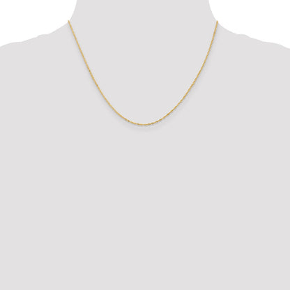18K Gelbgold 1.1mm Singapurkette mit Federring Verschluss Halskette