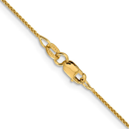 18K Gelbgold 1mm Diamantiert Ährenkette mit Federring Verschluss Halskette