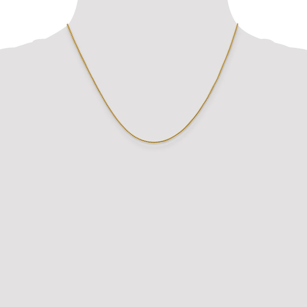 18K Gelbgold 1mm Diamantiert Ährenkette mit Federring Verschluss Halskette