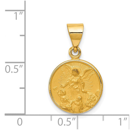 18K Gelbgold Schutzengel Engel Medaille Anhänger