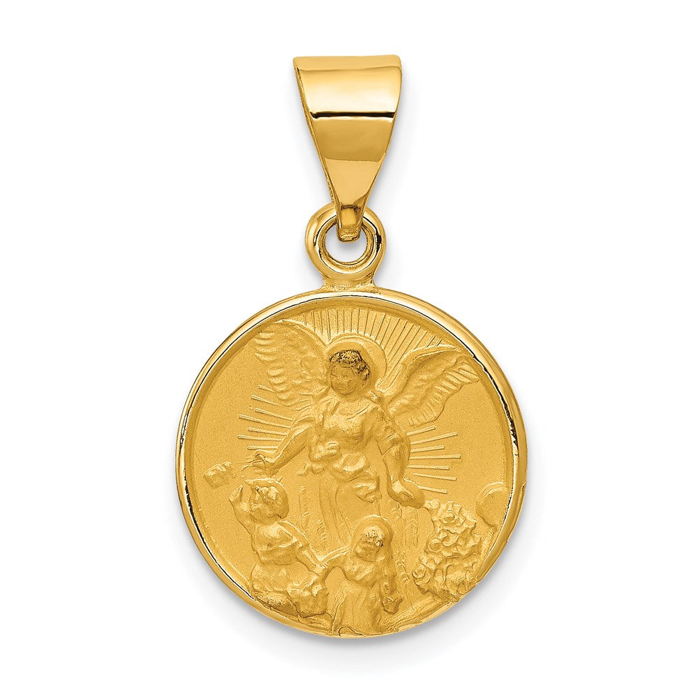 18K Gelbgold Schutzengel Engel Medaille Anhänger