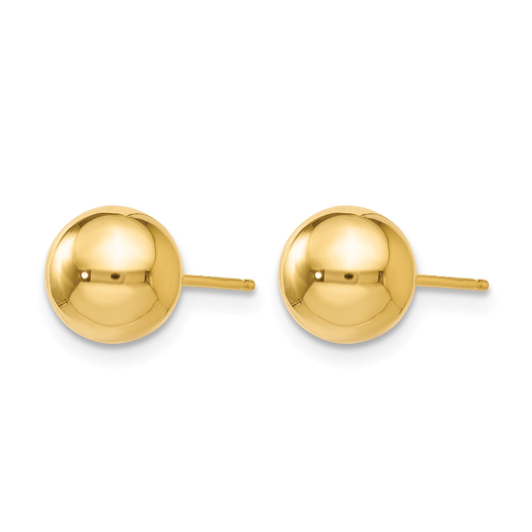 14K Gelbgold Poliert 7mm Kugel Ohrstecker