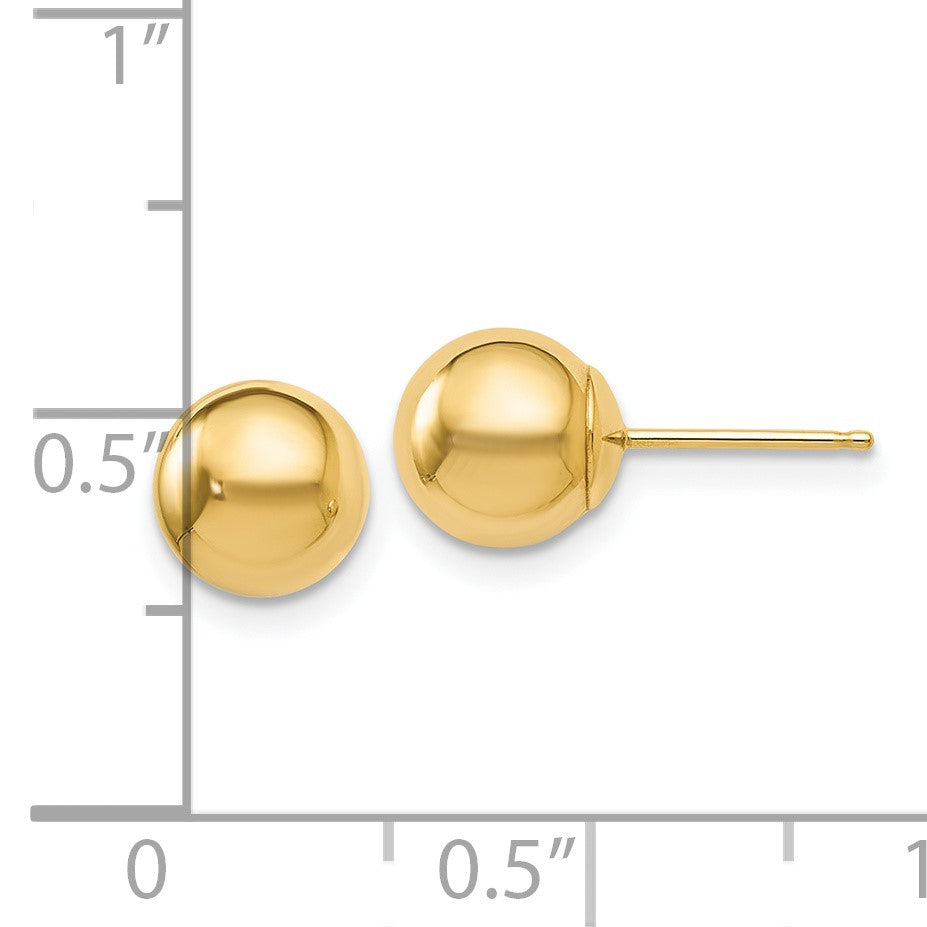14K Gelbgold Poliert 7mm Kugel Ohrstecker