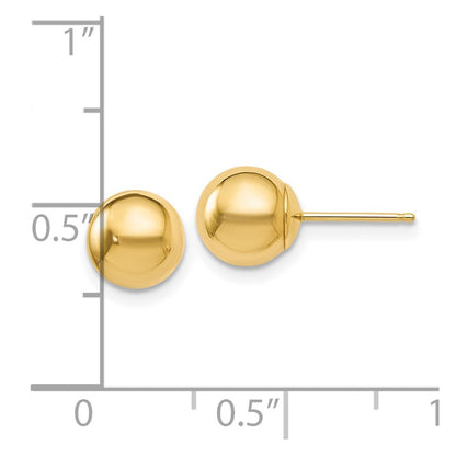 14K Gelbgold Poliert 7mm Kugel Ohrstecker