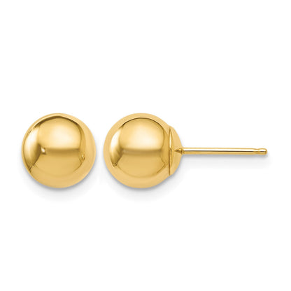 14K Gelbgold Poliert 7mm Kugel Ohrstecker