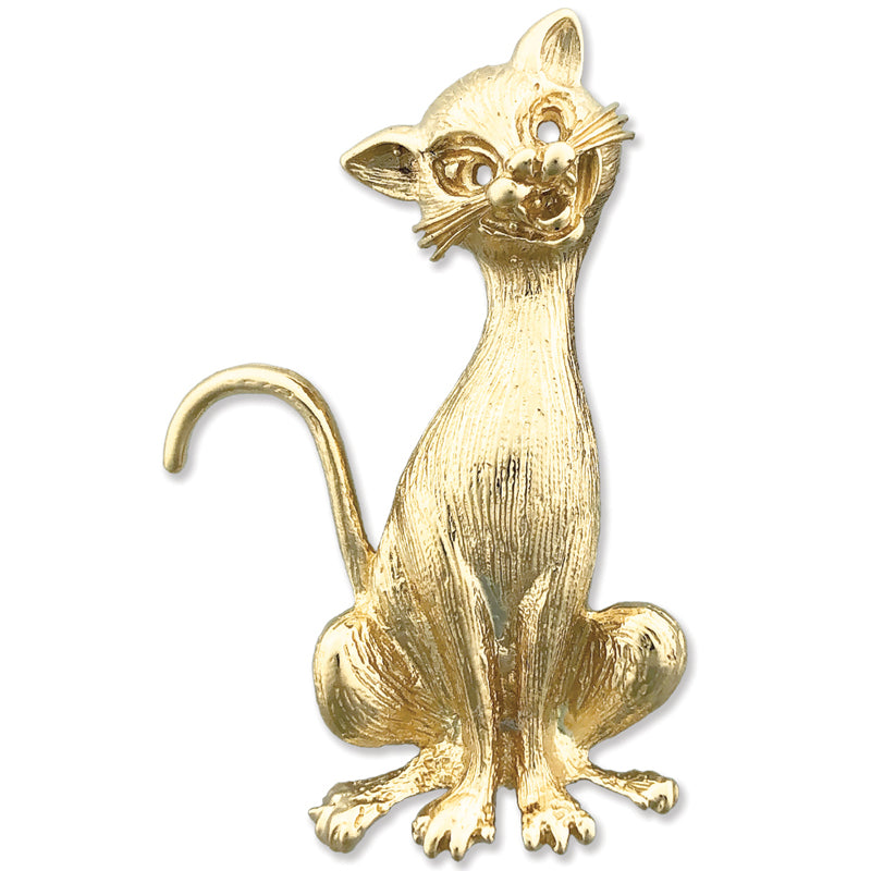 14K Gold Katzen-Anhänger "Tabby