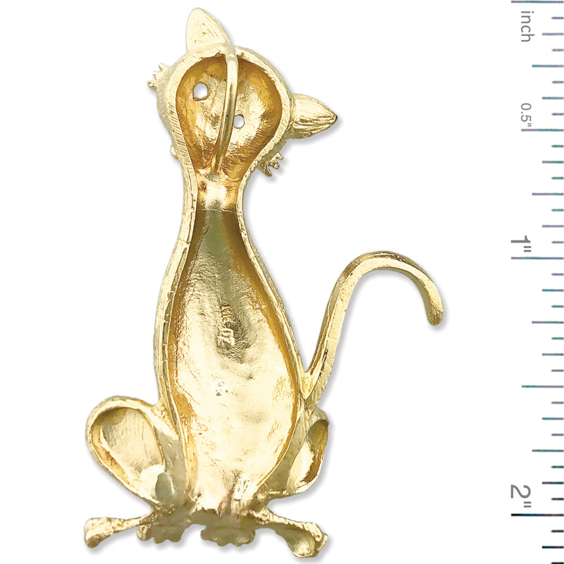 14K Gold Katzen-Anhänger "Tabby