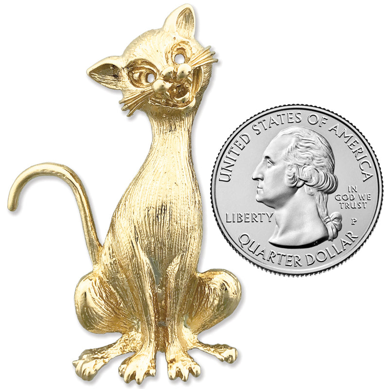 14K Gold Katzen-Anhänger "Tabby