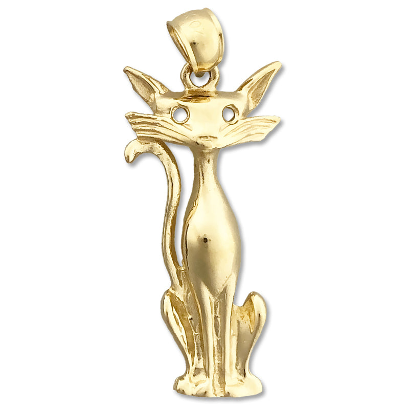 14K Gold Siamesische Katze Anhänger