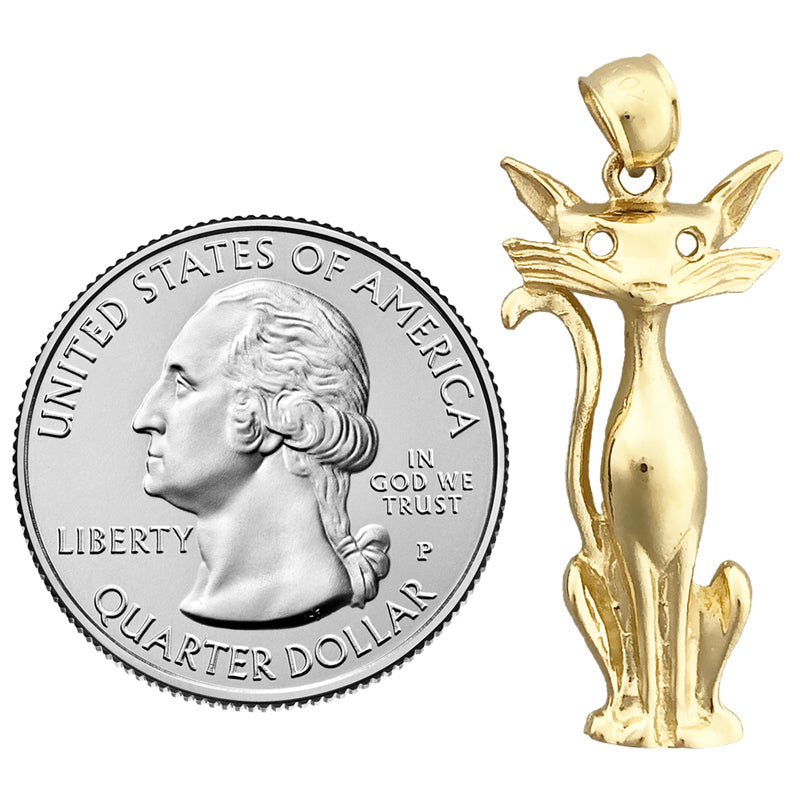 14K Gold Siamesische Katze Anhänger