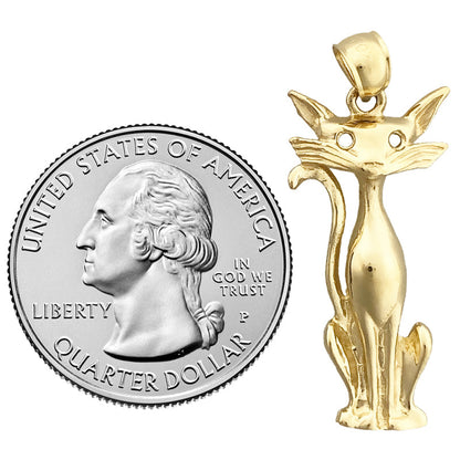 14K Gold Siamesische Katze Anhänger