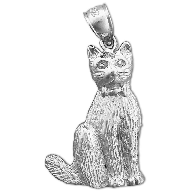 14K Gold Anhänger Katze mit Schleife