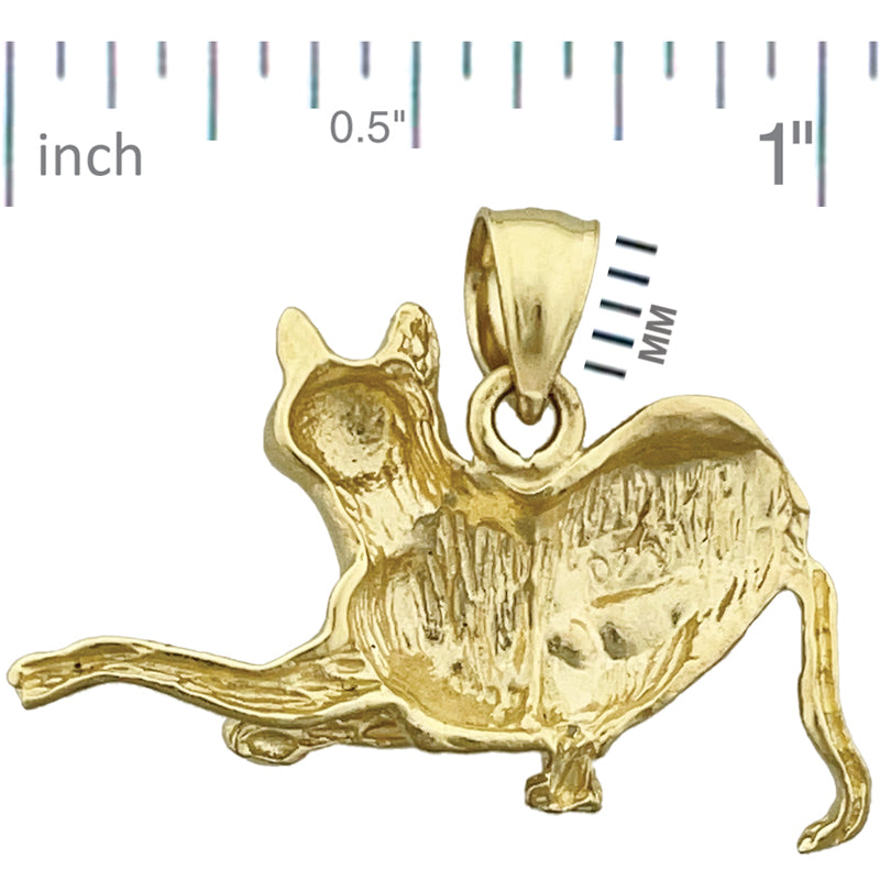 14K Gold 25MM verspielter Katzen-Anhänger