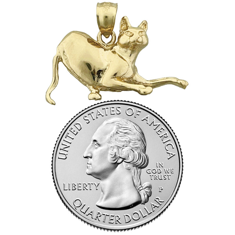 14K Gold 25MM verspielter Katzen-Anhänger