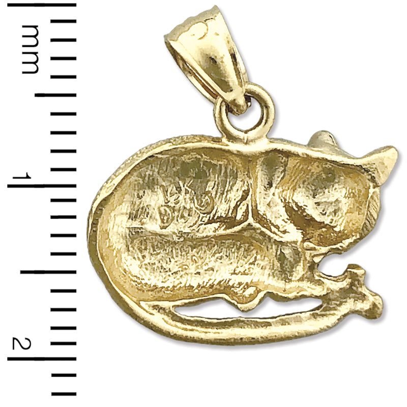14K Gold Katze schlafend Charm-Anhänger