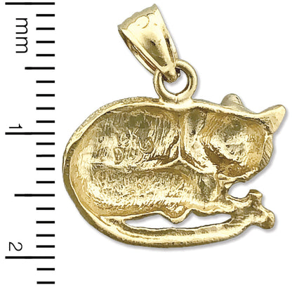 14K Gold Katze schlafend Charm-Anhänger