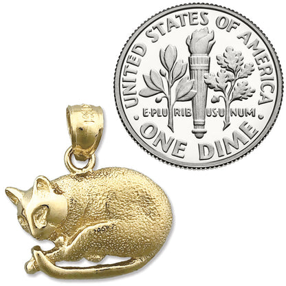 14K Gold Katze schlafend Charm-Anhänger