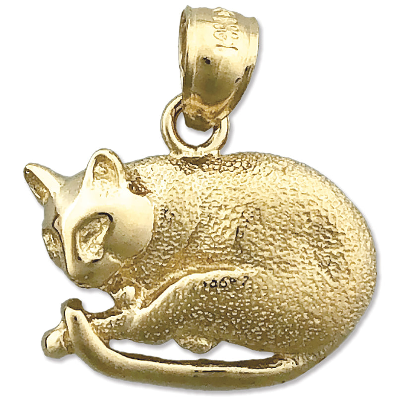 14K Gold Katze schlafend Charm-Anhänger