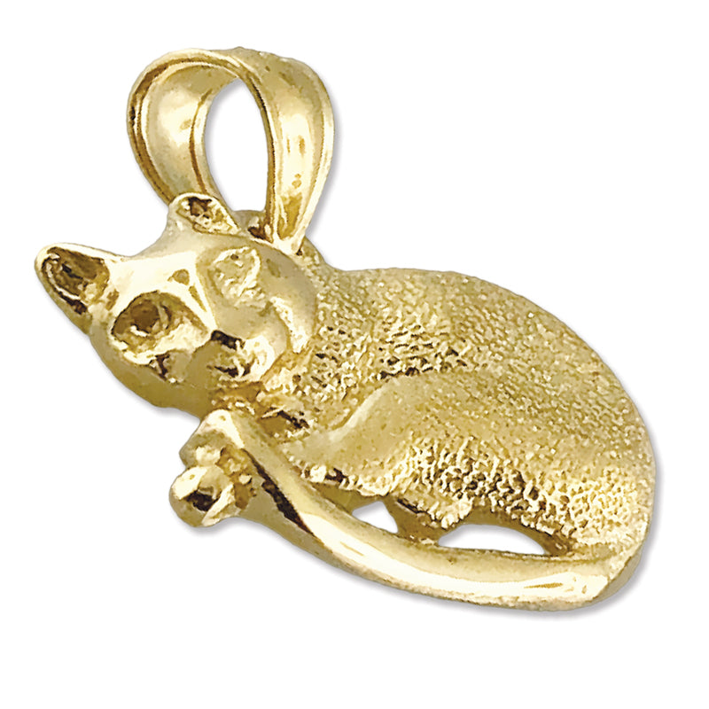 14K Gold Katze schlafend Charm-Anhänger