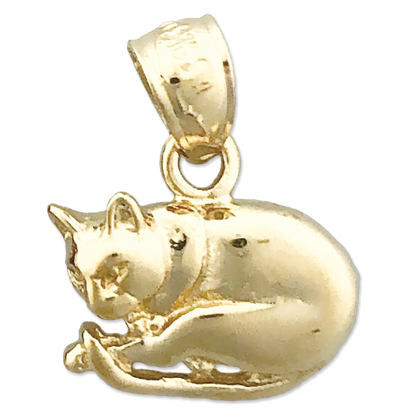 Katzen-Charm aus 14K Gold, 13 mm