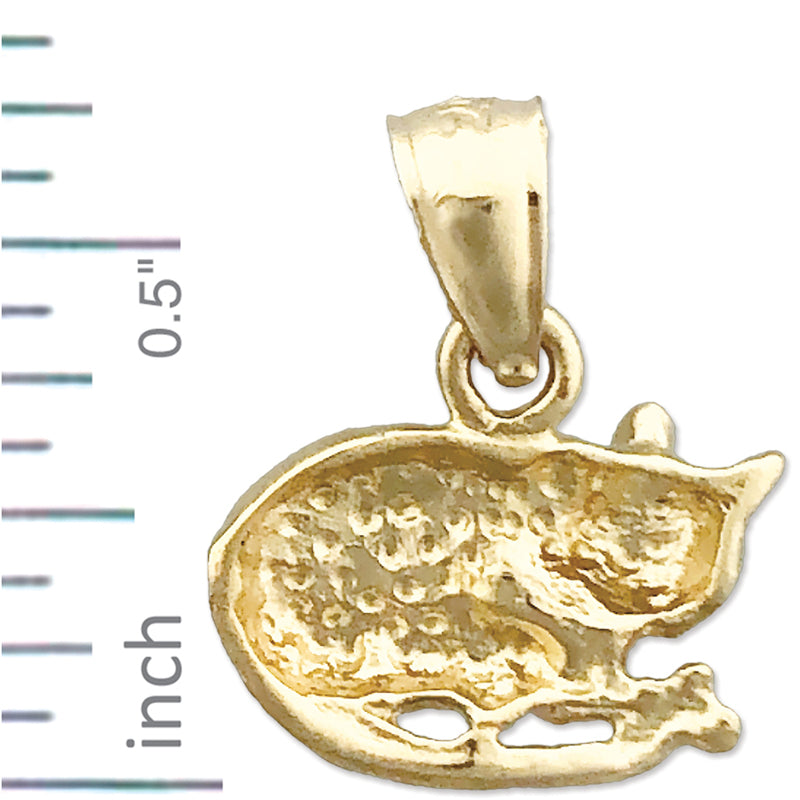 Katzen-Charm aus 14K Gold, 13 mm