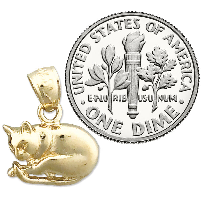 Katzen-Charm aus 14K Gold, 13 mm