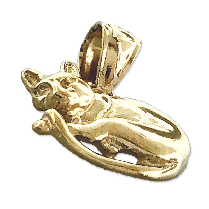 Katzen-Charm aus 14K Gold, 13 mm