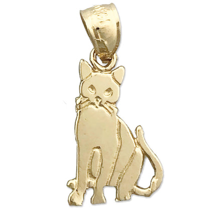 14K Gold 15MM Katze Mini-Charm