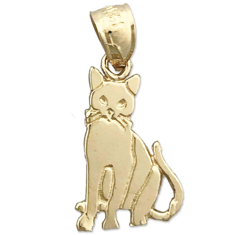 14K Gold 15MM Katze Mini-Charm
