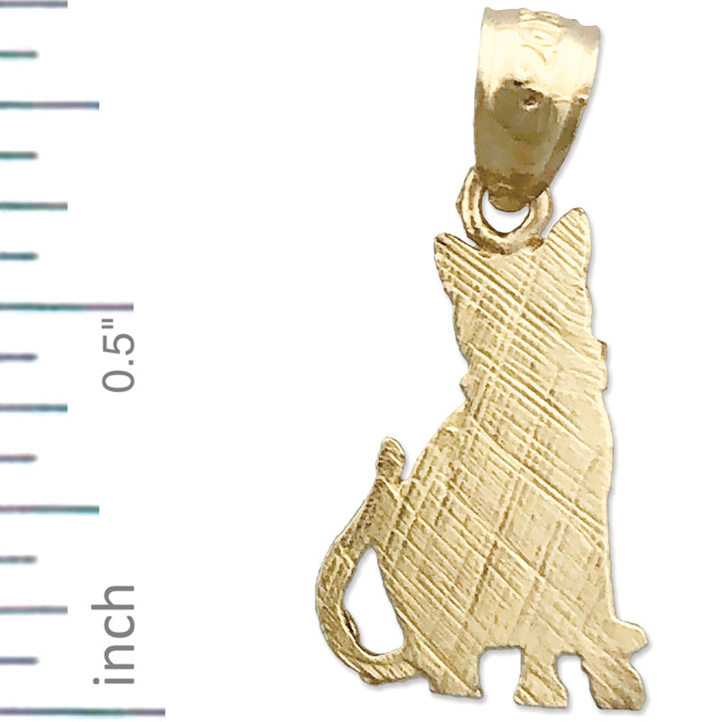 14K Gold 15MM Katze Mini-Charm
