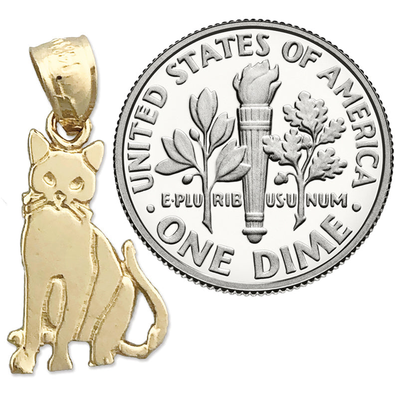 14K Gold 15MM Katze Mini-Charm