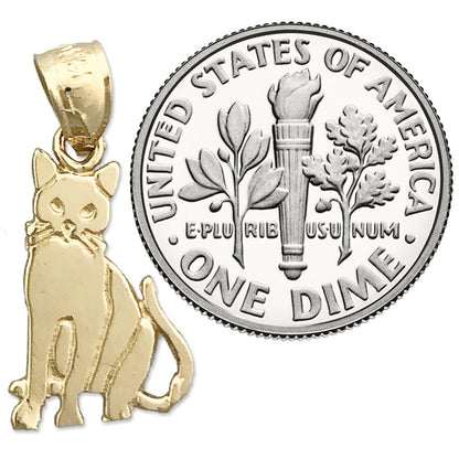14K Gold 15MM Katze Mini-Charm