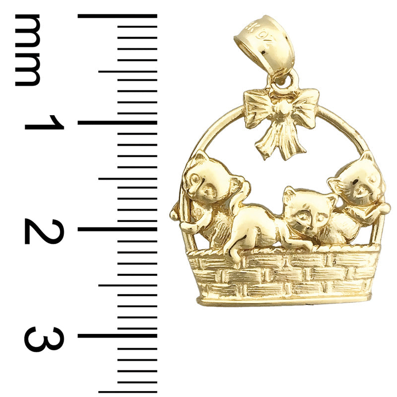 14K Gold Anhänger „Kätzchen im Korb“