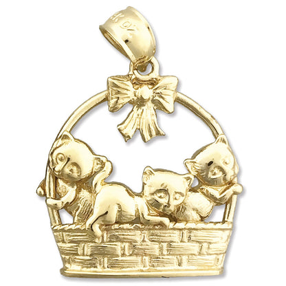 14K Gold Anhänger „Kätzchen im Korb“