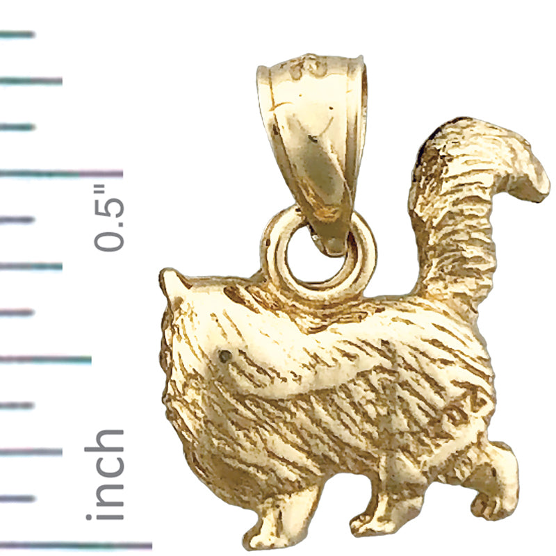 14K Gold 3D Katze mit langem Fell Charm