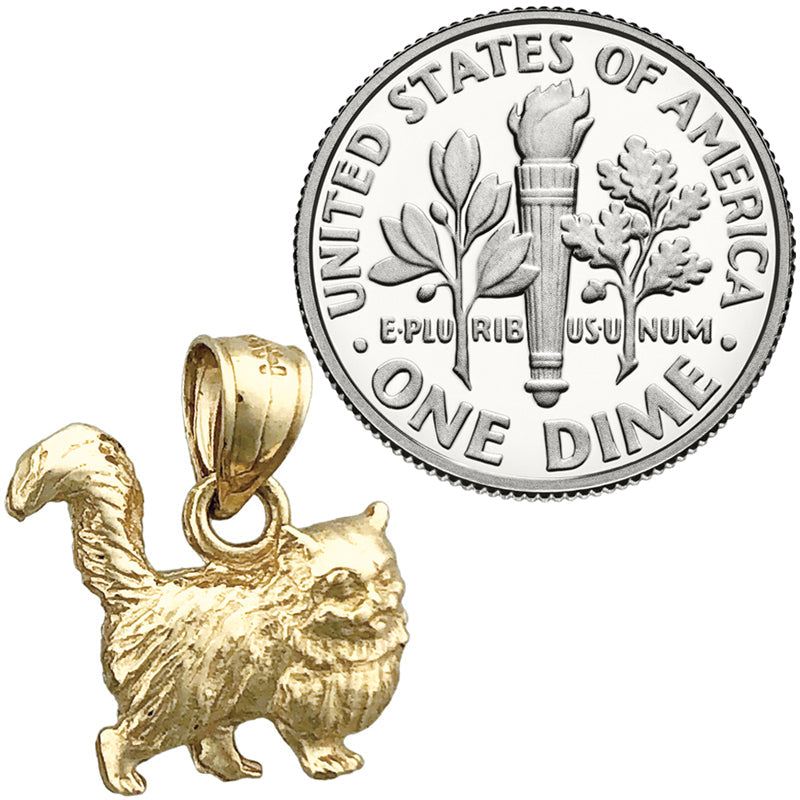 14K Gold 3D Katze mit langem Fell Charm