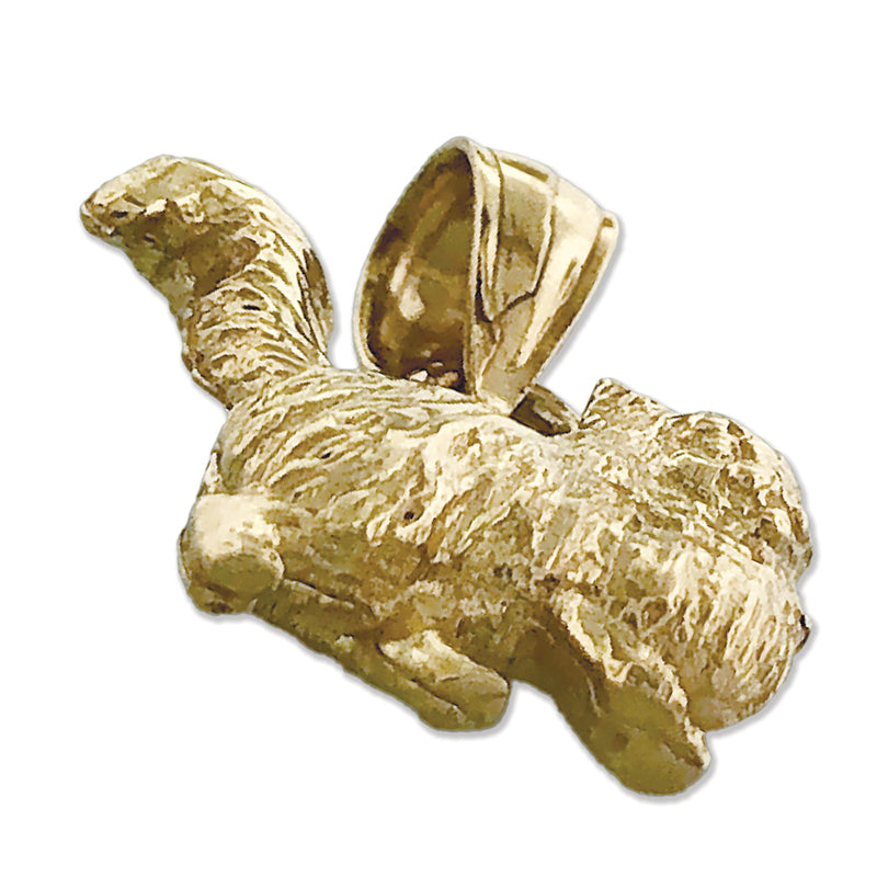 14K Gold 3D Katze mit langem Fell Charm