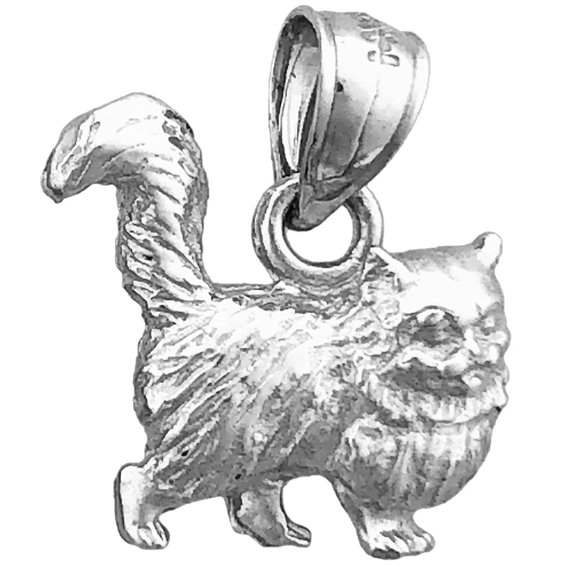 14K Gold 3D Katze mit langem Fell Charm