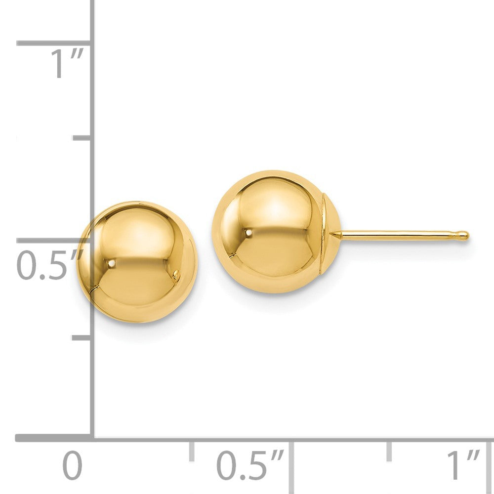 14K Gelbgold Poliert 8mm Kugel Ohrstecker