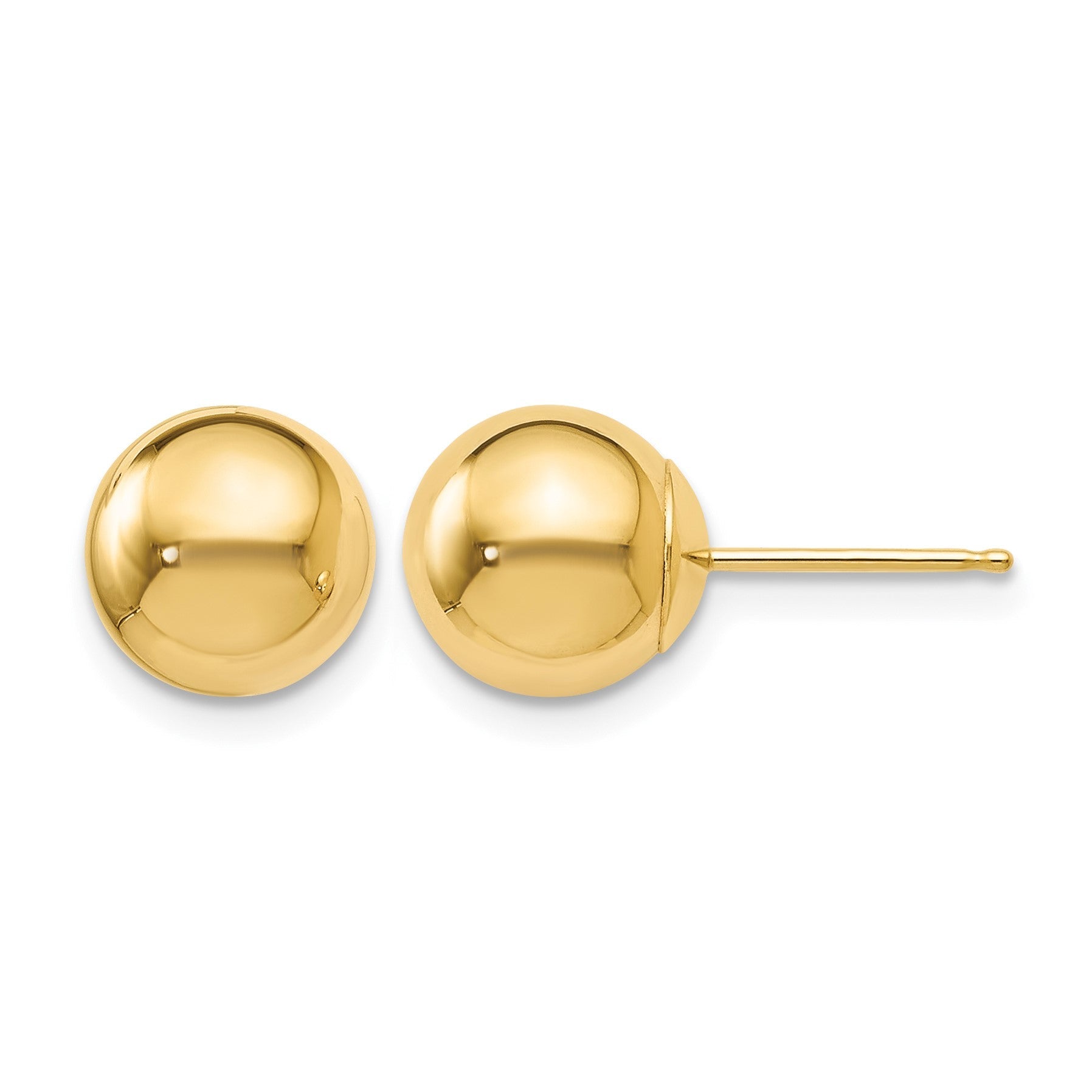 14K Gelbgold Poliert 8mm Kugel Ohrstecker
