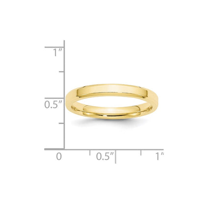 Ehering aus 10K Gelbgold, 3 mm, abgeschrägte Kante, Komfort-Passform