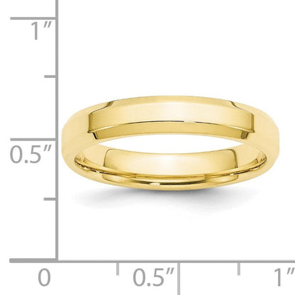 10K Gelbgold 4 mm Ehering mit abgeschrägter Kante und Komfort-Passform