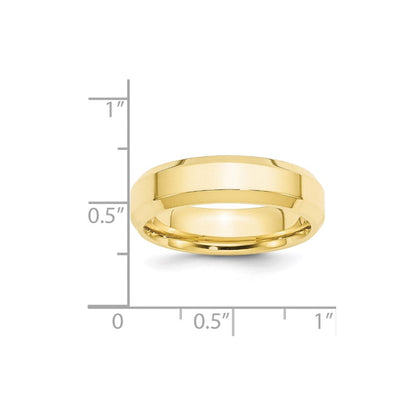 10K Gelbgold 6 mm Ehering mit abgeschrägter Kante und Komfort-Passform