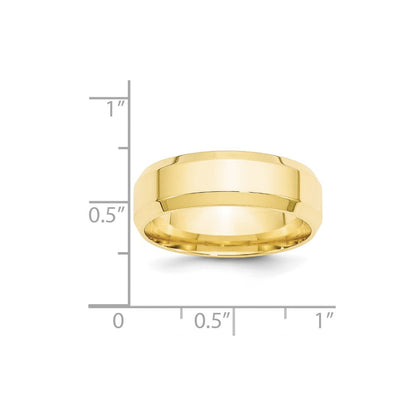 10k Gelbgold Ehering, 7 mm, abgeschrägte Kante, Komfort-Passform