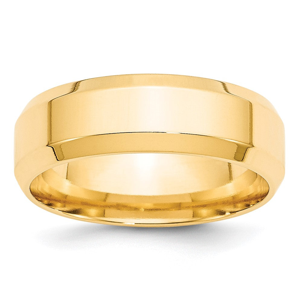 10k Gelbgold Ehering, 7 mm, abgeschrägte Kante, Komfort-Passform